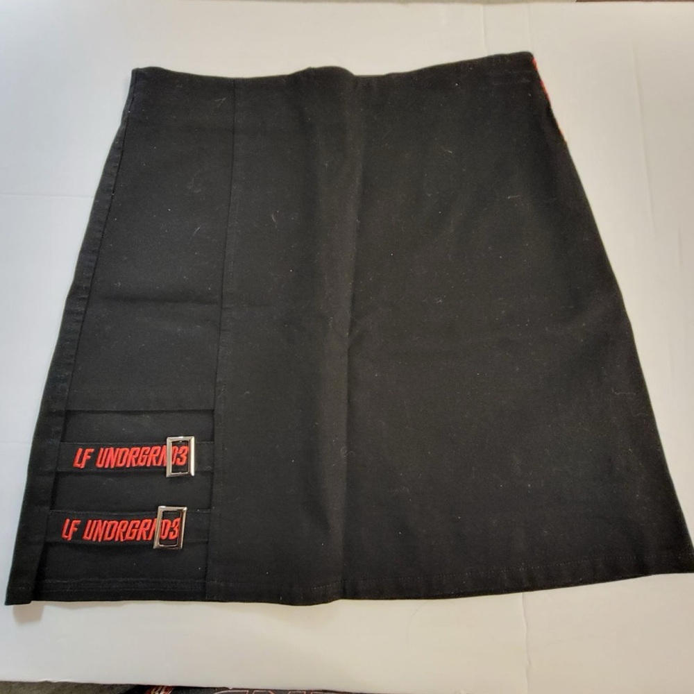 LF Underground Black Mini Skirt with Red Belted Accents